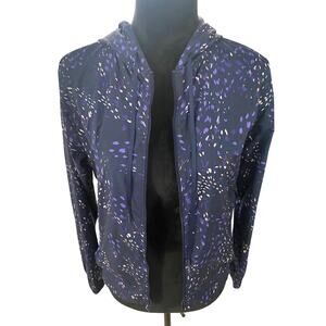 Retro Purple Confetti Windbreaker Hoodie Sporty Womens Activewear